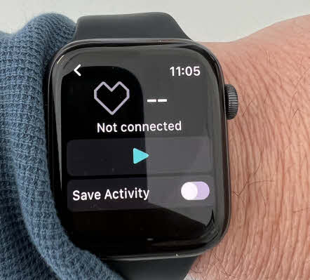 Press Play button on watch to connect to phone app